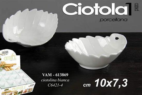 CIOTOLINA FOGLIA IN CERAMICA COLORE BIANCO 10X7,3CM