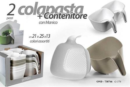 COLAPASTA CON CONTENITORE 13CM COLORI ASS.