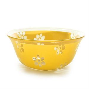 COPPETTA VETRO D.12,5 CM DECORATA COLORE GIALLO