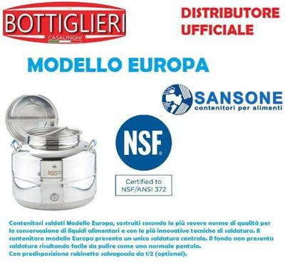 BIDONE SANSONE LT. 30 EUROPA PREDISPOSIZIONE RUBINETTO