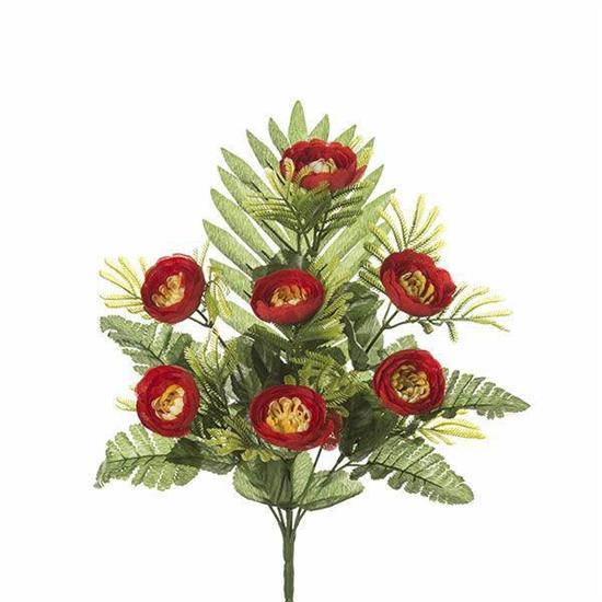 FIORE BOUQUET FRONTALE RANUNCOLO CON 7FIORI COLORE ROSSO