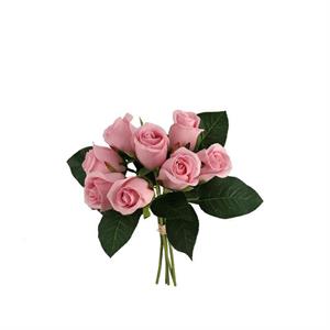 FIORE BOUQUET ROSE 9 FIORI 30 CM COLORE ROSA