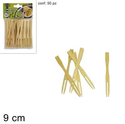 FORCHETTINE BAMBOO APERITIVO 9 CM CONF. 50 PZ