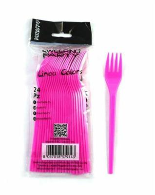 FORCHETTE IN PLASTICA CONF. 24PZ COLORE FUXIA