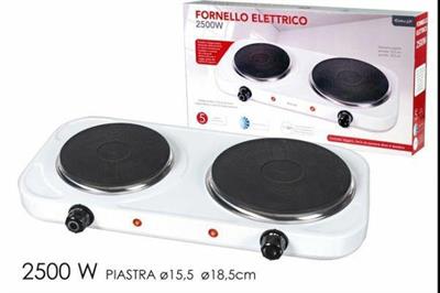 FORNELLO ELETTRICO 2500W COLORE BIANCO DUE FUOCHI