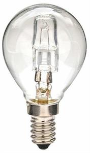 LAMPADINA SFERA ALOGENA E14 18W 230V 205LUMEN TRASPARENTE