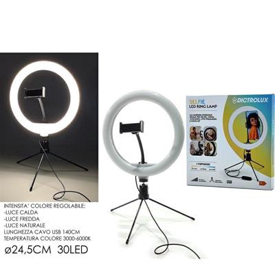 LAMPADA AD ANELLO CON TREPPIEDI 26 CM 30 LED