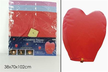 LANTERNA IN CARTA CUORE 38X70X102CM COLORE ROSSO