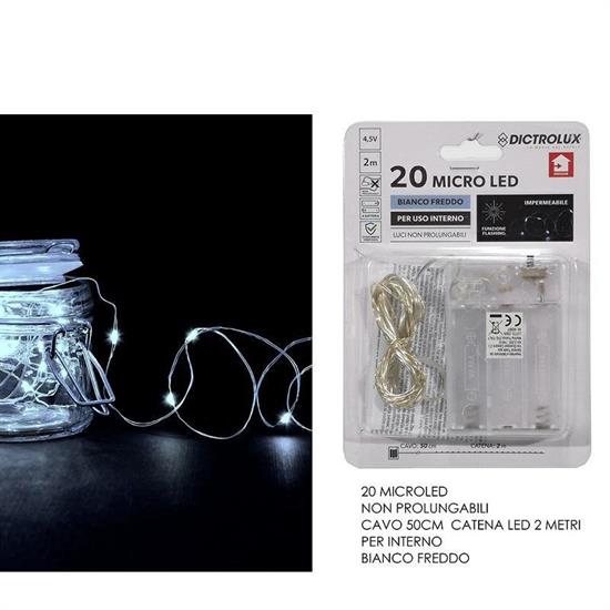 LUCI FILO NUDO 20 LED BIANCO FREDDO CON FLASH