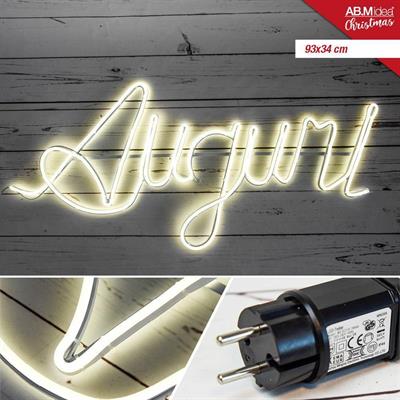 LUCI AUGURI NEON LED 93X34CM ESTERNO COLORE BIANCO