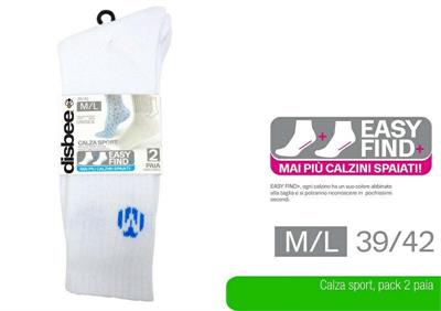 CALZINO SPORT BIANCO MIS. L/XL CONF. 2 PZ