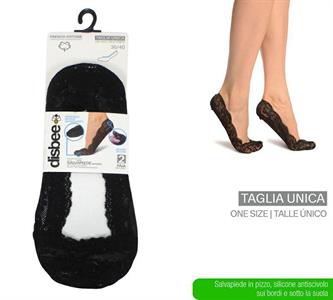 CALZINO FANTASMINO PIZZO NERO DONNA TAGLIA UNICA CONF. 2 PZ