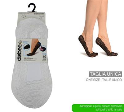 CALZINO FANTASMINO PIZZO BIANCO DONNA TAGLIA UNICA CONF. 2 P