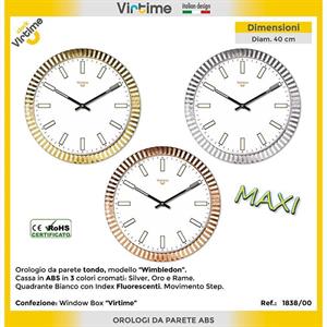 OROLOGIO TONDO 40 CM WIMBLEDON CROMATO 3 COLORI ASS