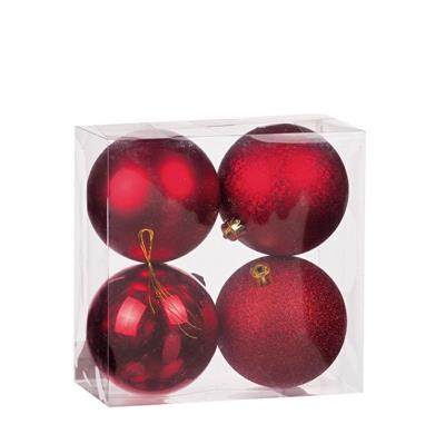 PALLA NATALIZIA ROSSA 10 CM SET 4 PZ 4 ASS