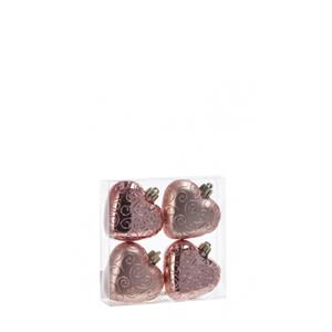 PALLA NATALIZIA FORMA CUORE SET 4 PZ ROSA