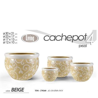 CASPO SET 4PZ DECORO BEIGE CON FASCIA