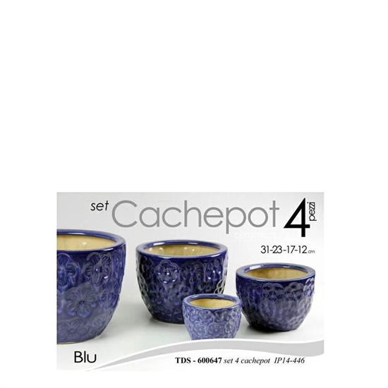 CASPO CERAMICA SET 4 PZ DECORO FIORI BLU