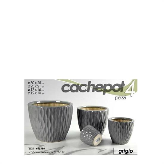 CASPO SET 4PZ DECORO ONDE GRIGIO CHIARO