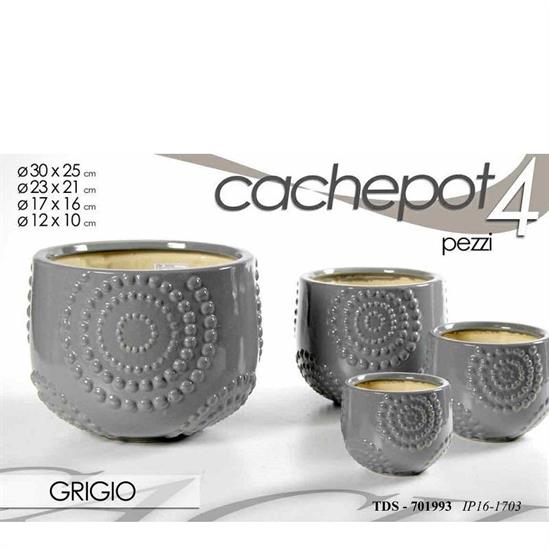 CASPO SET 4PZ DECORO TRIBALE GRIGIO