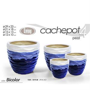 CASPO CERAMICA SET 4 PZ DECORO ONDA BICOLOR