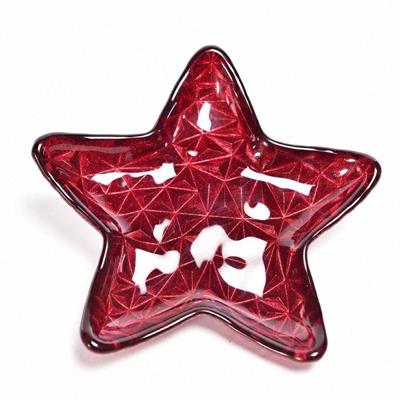 PIATTO STELLA VETRO SKY 15,5 CM ROSSO GLITTER