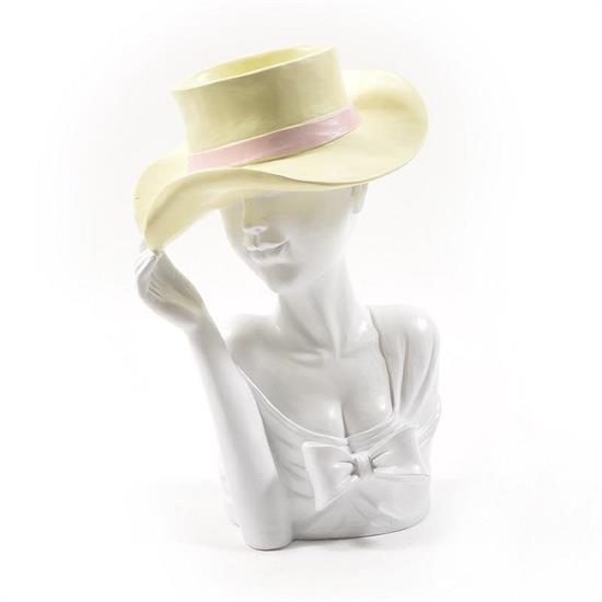 CASPO PORTAVASO BUSTO WOMAN WITH HAT IN RESINA 25X20XH38 CM