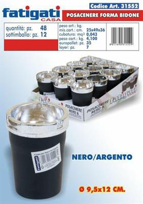 POSACENERE BIDONE NERO/ARGENTO