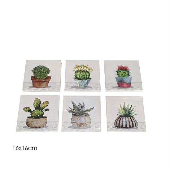 QUADRO CACTUS 16 X 16 CM 6 DECORI ASS