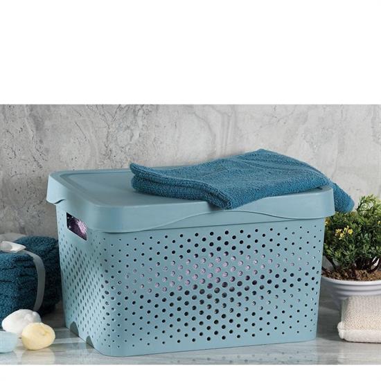 SCATOLA CON COPERCHIO TULLY 36 X 27 X H22 CM 3 COLORI ASS