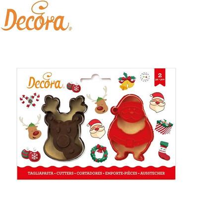 STAMPO TAGLIAPASTA IN PLASTICA BABBO NATALE E RENNA SET 2 PZ