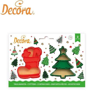 STAMPO TAGLIAPASTA IN PLASTICA ALBERO E SCARPONE SET 2 PZ