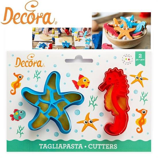 STAMPO TAGLIAPASTA PLASTICA SEA LIFE SET 2 PZ 8 CM