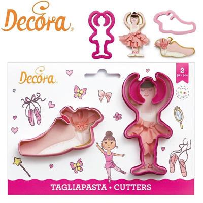 STAMPO TAGLIAPASTA PLASTICA BALLERINA E SCARPETTA SET 2 PZ