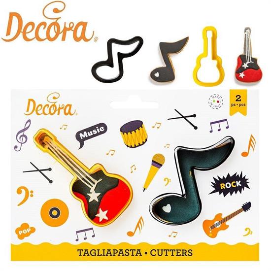 STAMPO TAGLIAPASTA PLASTICA NOTA E CHITARRA SET 2 PZ 6/4 CM