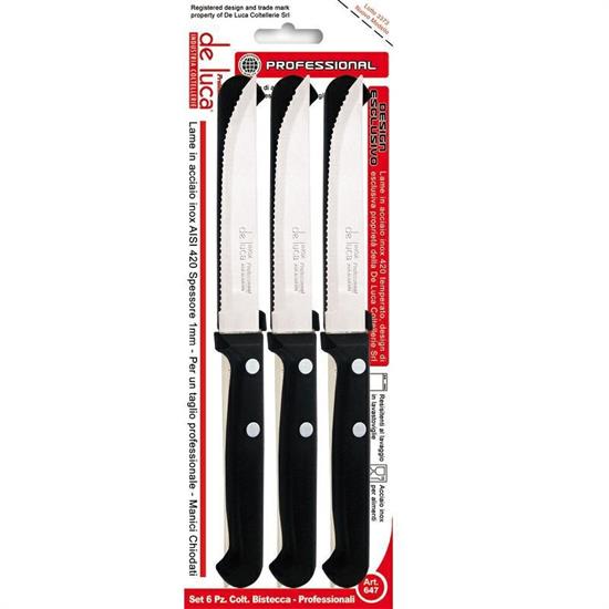 COLTELLO BISTECCA DENTATO PROFESSIONALE SET 6 PZ