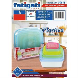 CONTENITORE IN PLASTICA QUADRATO SET 5 PZ