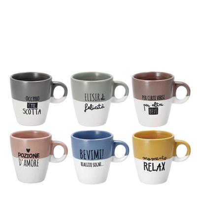 TAZZA MUG CERAMICA 7,5XH9 CM 6 DECORI ASS