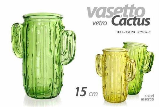 VASO CACTUS IN VETRO 15CM COLORI ASS.