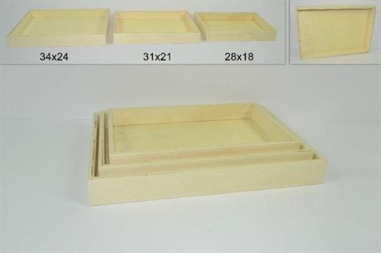 VASSOIO LEGNO GREZZO SET 3PZ