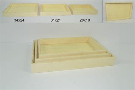 VASSOIO LEGNO GREZZO SET 3PZ