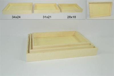 VASSOIO LEGNO GREZZO SET 3PZ