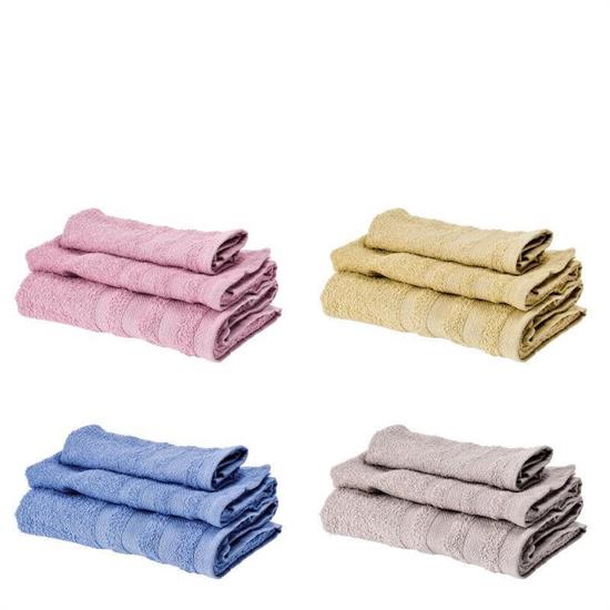 ASCIUGAMANO COTONE SET 3PZ 35X55/50X90/85X135 CM 4 COLORI AS