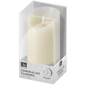 CANDELA LED CILINDRO CON TIMER AVORIO D.7,5X15 CM