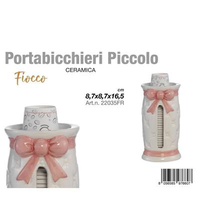 PORTABICCHIERI PICCOLO FIOCCO ROSA 8,7X8,7X16,5 CM