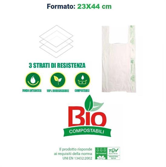 BUSTE SHOPPERS ROTOLO BIO MINI 8KG 23X44 CM BIANCHE