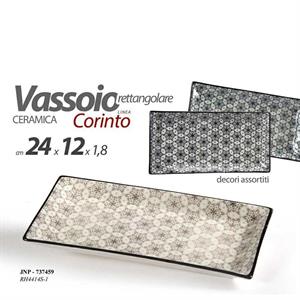 VASSOIO RETTANGOLARE IN CERAMICA 24X12X1,8CM DECORI ASS.