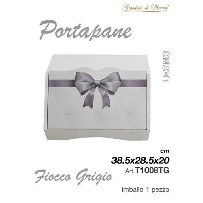 PORTAPANE LEGNO BIANCO FIOCCO GRIGIO