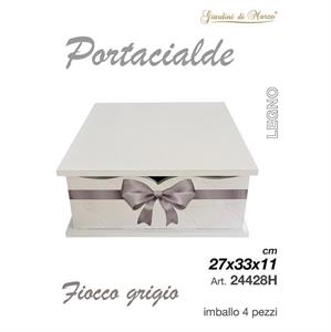 SCATOLA PORTACIALDE LEGNO BIANCO FIOCCO GRIGIO 27X33X11 CM