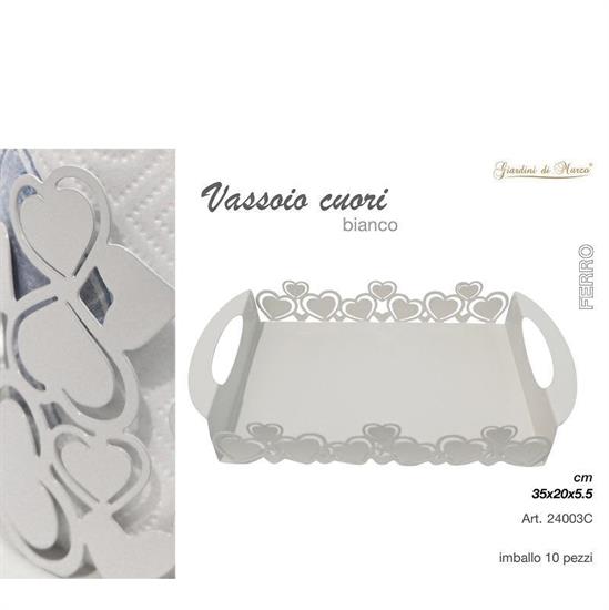 VASSOIO CUORI ACCIAIO BIANCO 35 CM